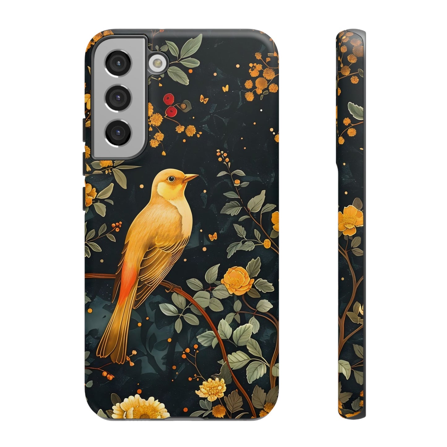 Floral Phone Case, Tough Cases with Bird Design, Nature Lover Gift, Stylish Protection, Birthday Present, Floral Phone Cover