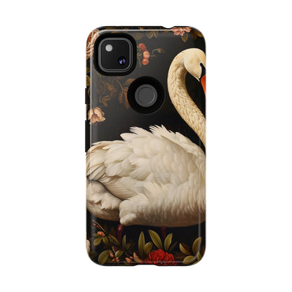 Elegant Swan Phone Case, Artistic Mobile Cover, Floral Phone Protector, Stylish Gift for Her, Modern Phone Accessory