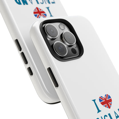 I Love England Tough Phone Cases | Travel Gifts, British Pride Accessories, Unique Phone Covers, Cute Holiday Gift, England Souvenirs
