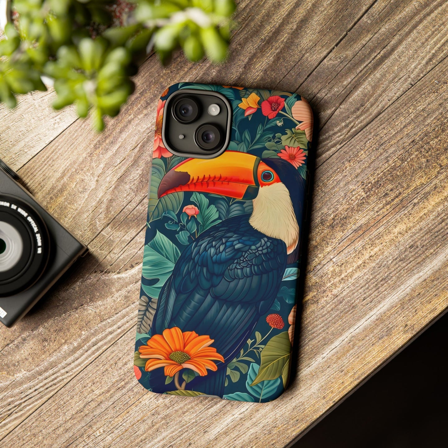 Tropical Toucan Phone Case - Cute Animal Design, Nature Lover Gift, Floral Pattern, Bird Lover Accessory, Summer Vibes