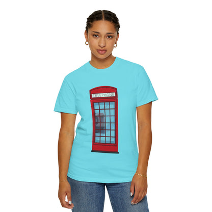 Unisex Garment-Dyed T-shirt - Iconic British Public Telephone