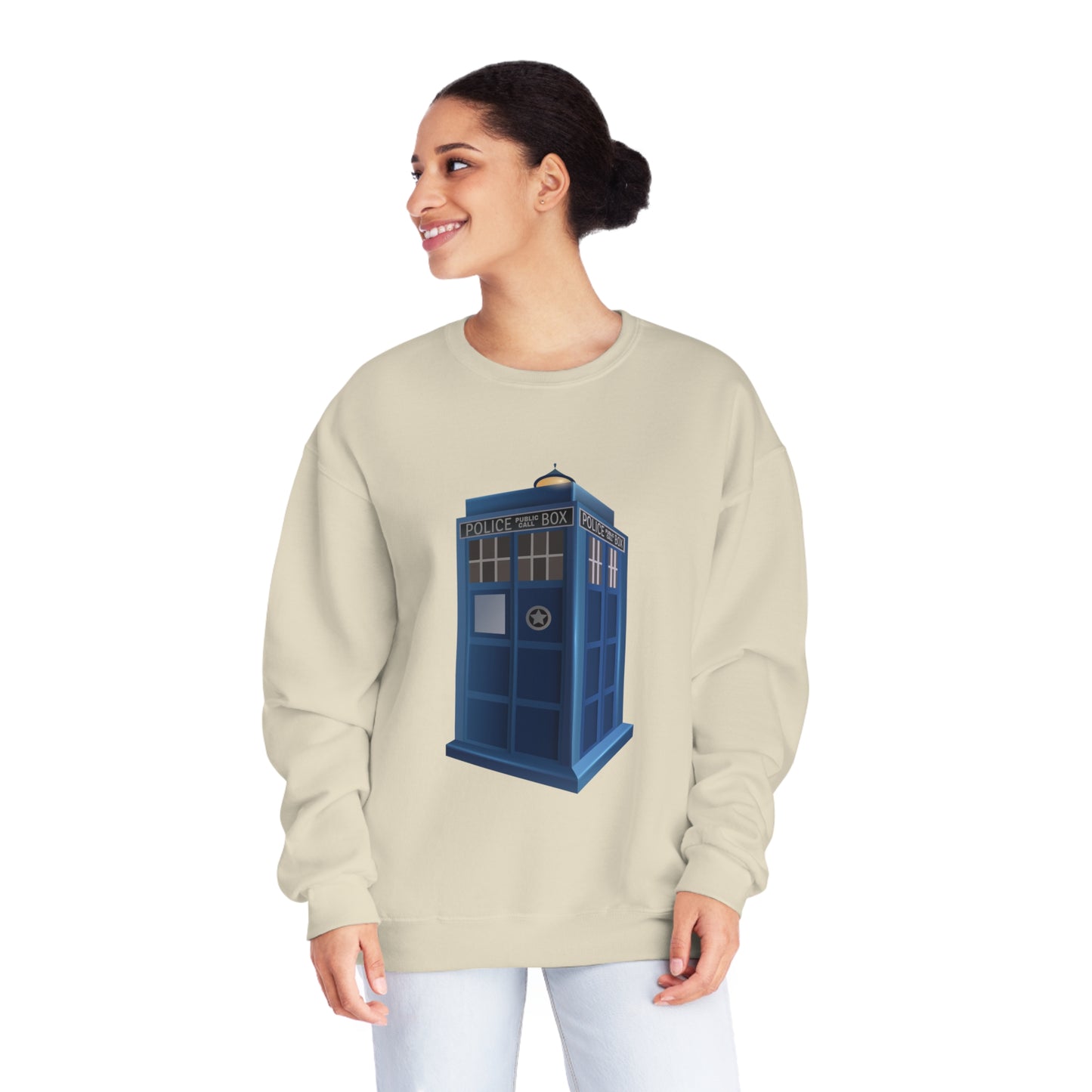 Unisex NuBlend® Crewneck Sweatshirt - British Police Public Call Box - Iconic TARDIS Design