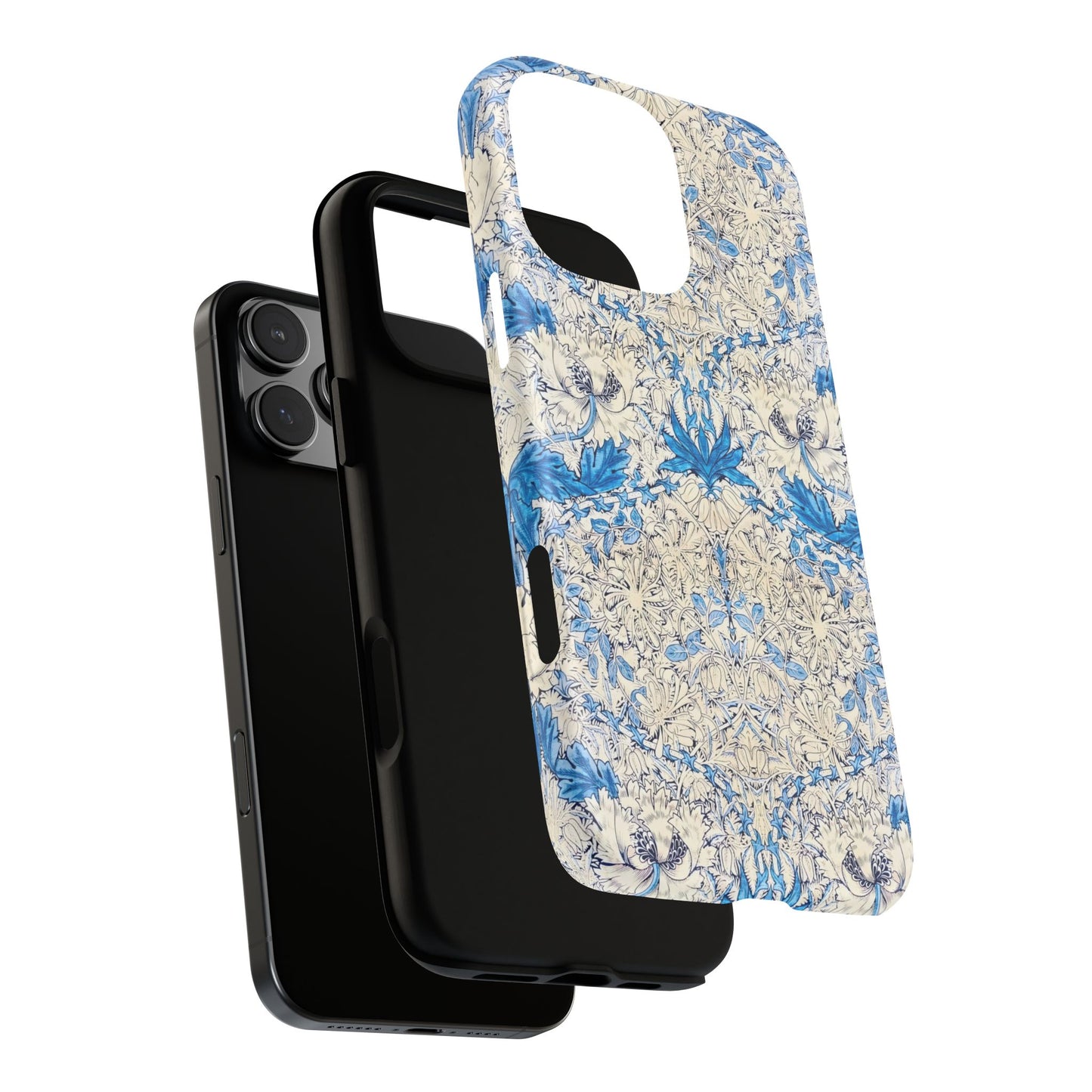 Elegant Floral Phone Case, Tough iPhone Cover, Stylish Mobile Protector, Blue Patterned Case, Unique Gift for Her