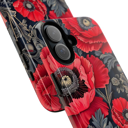 Floral Phone Case with Artistic Poppies, Tough Cases, Flower Design, Nature Lover Gift, Customizable Mobile Cover, Stylish Phone Accessories