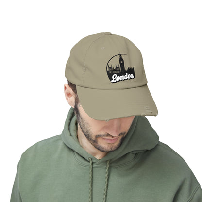 London Distressed Cap - Vintage Style Unisex Hat, Travel Gift, Casual Wear, Summer Accessory, Trendy Headwear