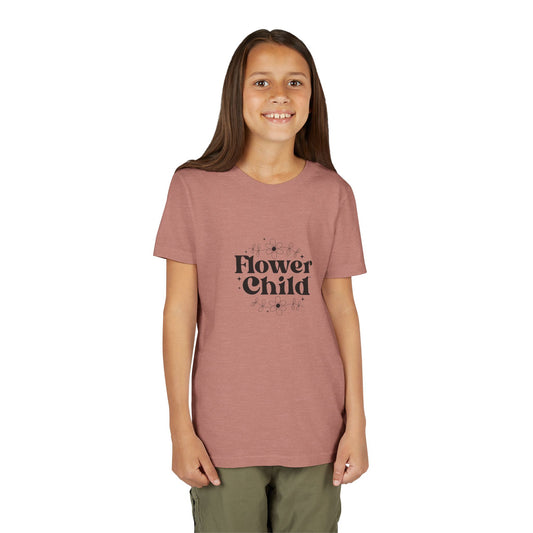 Youth Short Sleeve Tee - Flowers Child Blooming With Love Light And Sunshine - Boho Inspired Kids T-Shirt