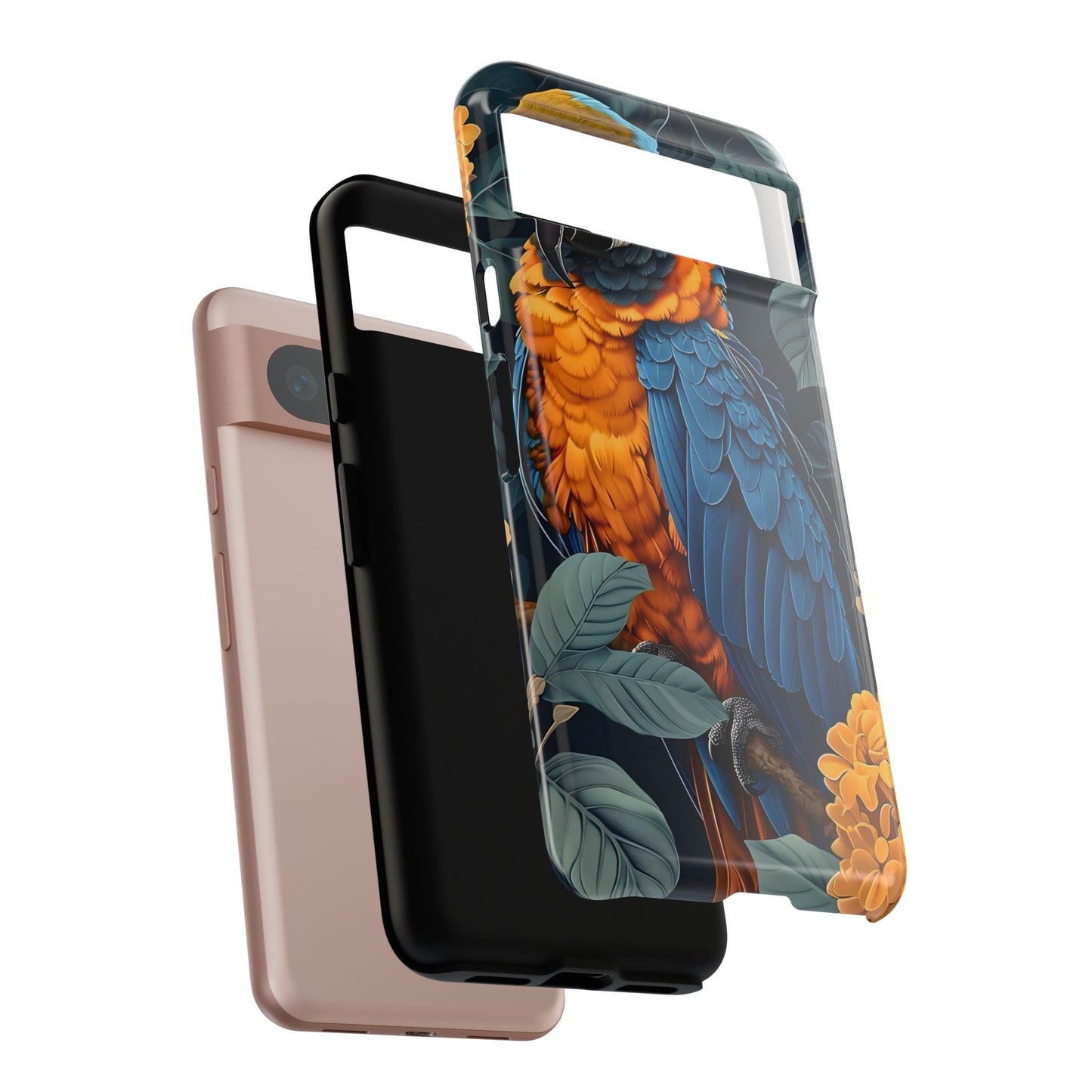 Tropical Parrot Phone Case - Tough Cases, Colorful Phone Cover, Nature Lover Gift, Floral Design, Bird Lover Accessory