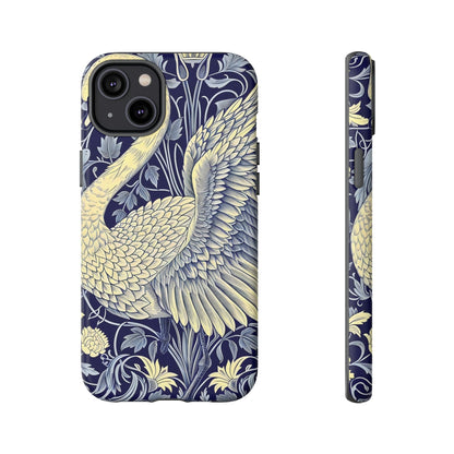 Elegant Swan Phone Case, Floral Design, Tough Cases for Gift, Stylish Protection, Unique Phone Accessory, Modern Floral Art