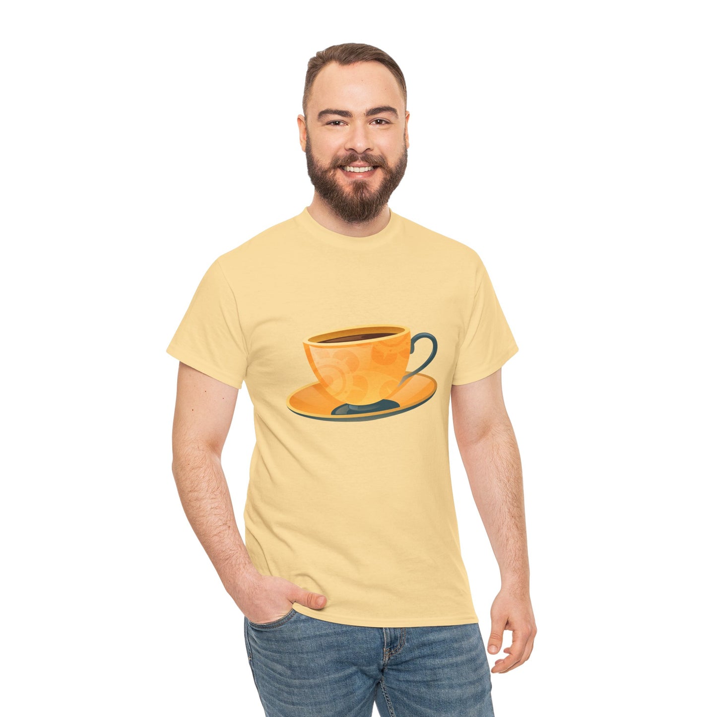 Unisex Heavy Cotton T-Shirt - British Tea Cup Classy Tea Time Styled