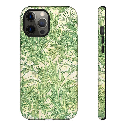 Green Floral Phone Case, Botanical iPhone Cover, Tough Phone Shell, Nature-inspired Gift, Eco-friendly Tech Accessory