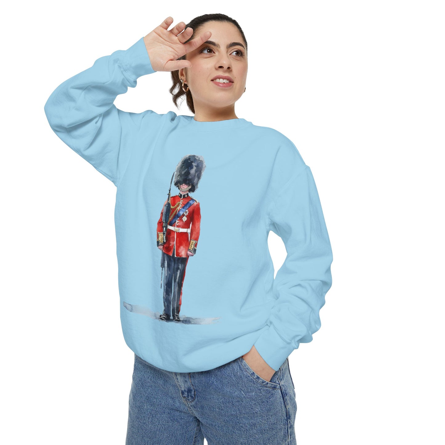 Unisex Garment-Dyed Sweatshirt - British Royal Guard - Iconic Symbol of Tradition and Honor