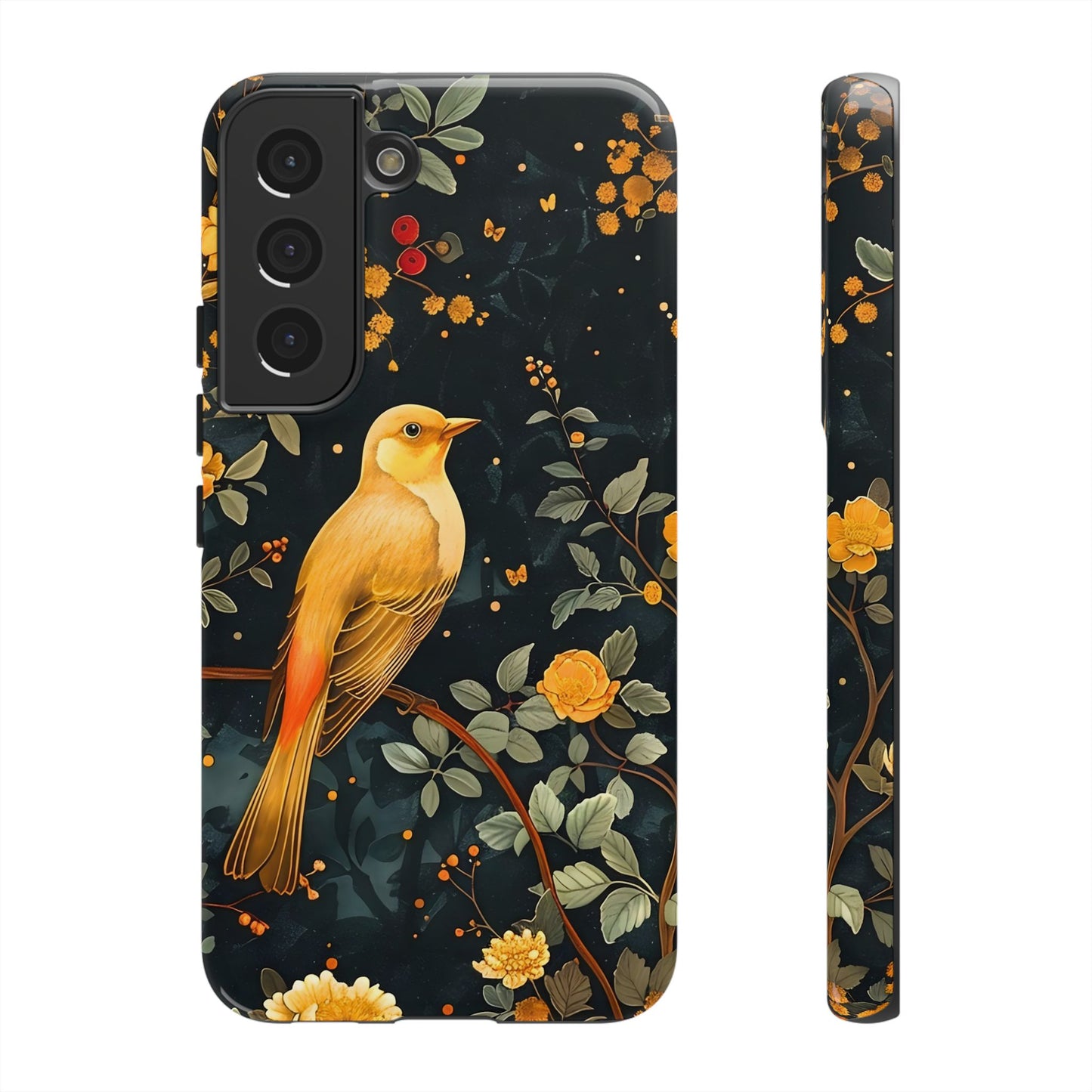 Floral Phone Case, Tough Cases with Bird Design, Nature Lover Gift, Stylish Protection, Birthday Present, Floral Phone Cover