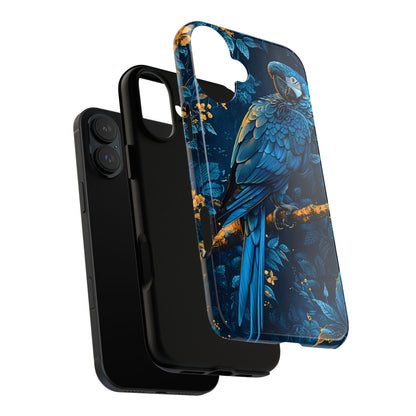Tough Cases - Vibrant Blue Parrot Phone Case, Tropical Bird Phone Cover, Nature Lover Gift, Eco-Friendly Accessories, Unique Wildlife Decor