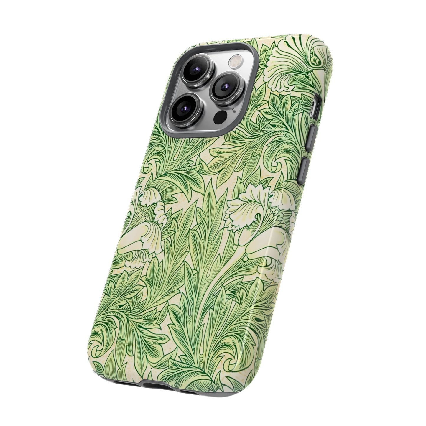 Green Floral Phone Case, Botanical iPhone Cover, Tough Phone Shell, Nature-inspired Gift, Eco-friendly Tech Accessory