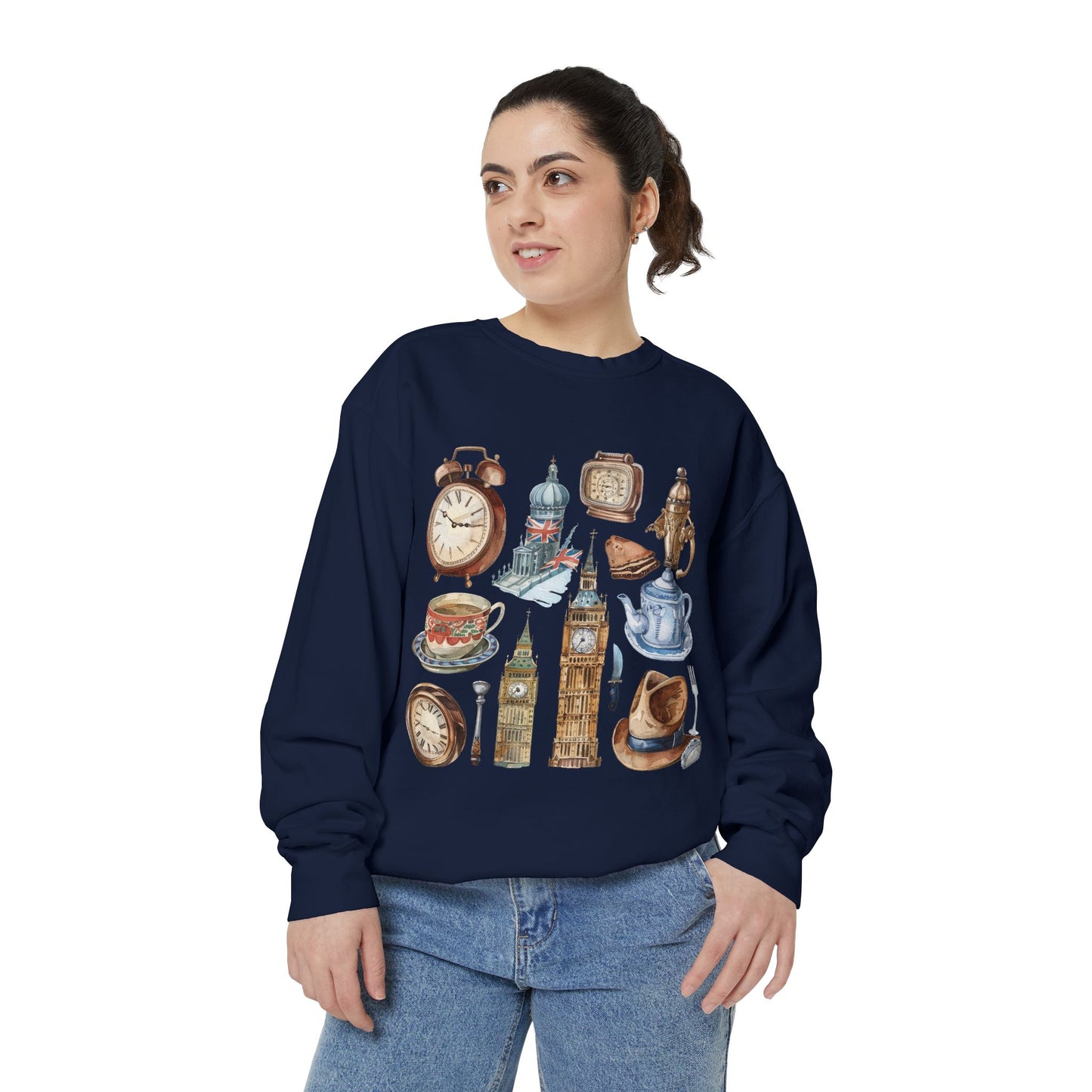 Unisex Garment-Dyed Sweatshirt - Classic England - A Collection of Iconic Imagery