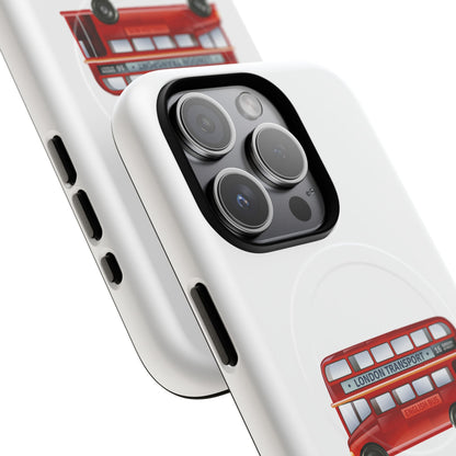 London Bus Tough Magnetic Case, iPhone Protector, Unique Phone Cover, Gifts for Travelers, Durable Mobile Case