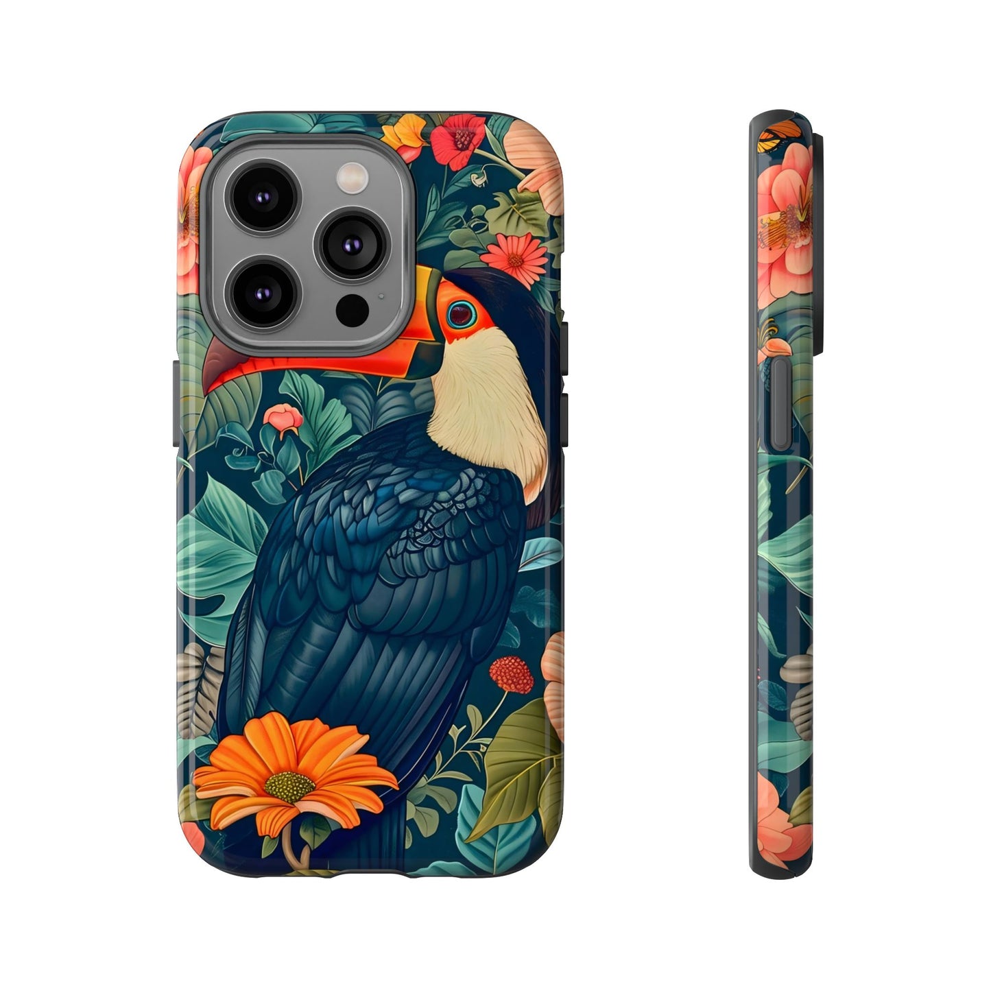 Tropical Toucan Phone Case - Cute Animal Design, Nature Lover Gift, Floral Pattern, Bird Lover Accessory, Summer Vibes