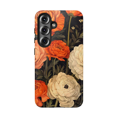 Floral Phone Case with Tough Protection, Blooming Ranunculus Design, Durable Cover, Gift for Flower Lovers, Eco-Friendly Phone Accessory