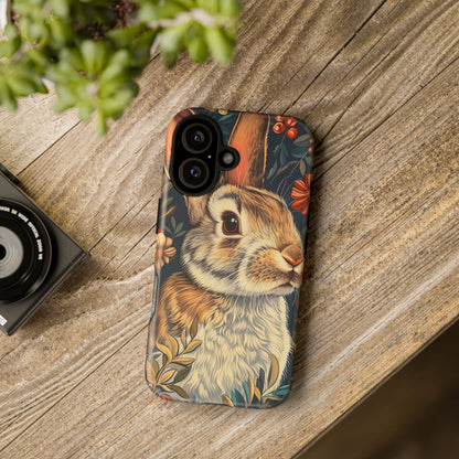 Rabbit Floral Phone Case, Cute Bunny Cover, Nature Lover Gift, Wildlife Photography, Protective Phone Accessory