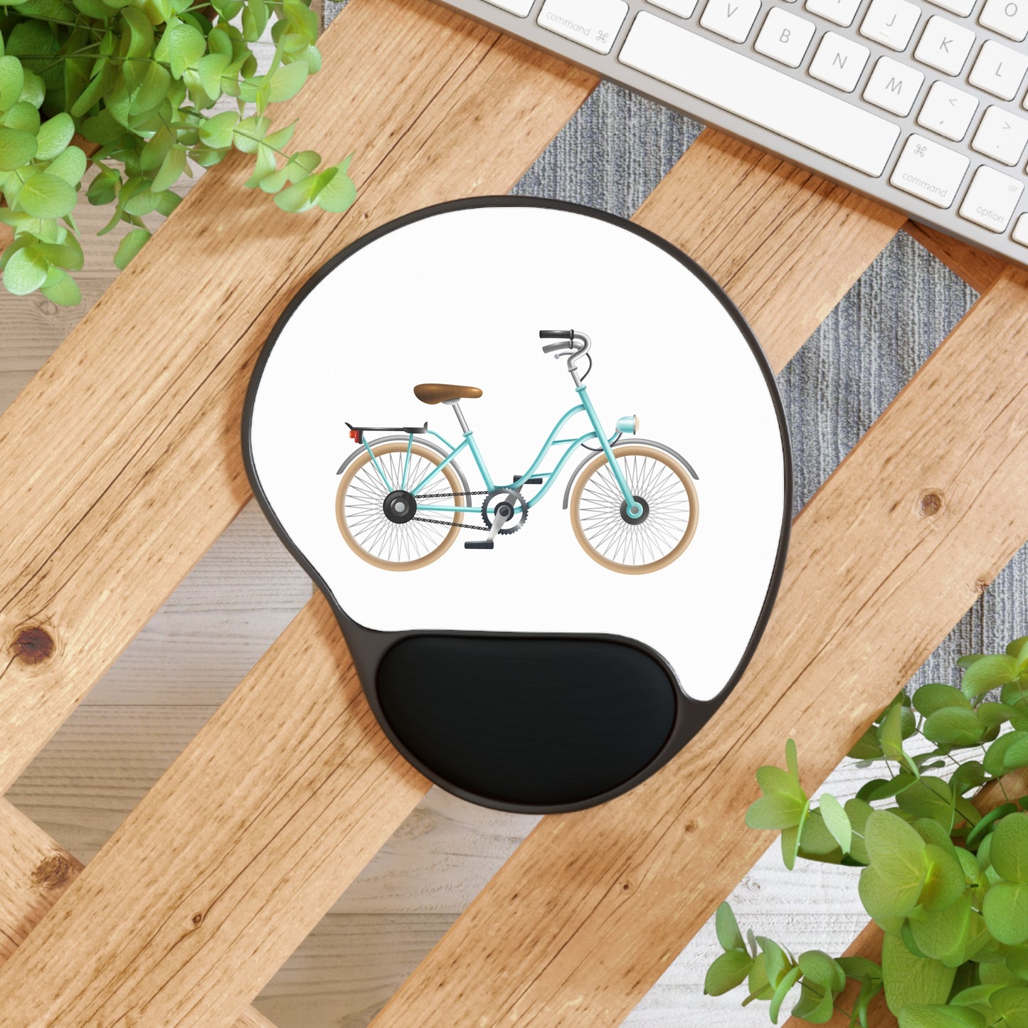 Bicycle Mouse Pad with Wrist Rest, Cute Office Accessory, Ergonomic Mousepad, Gift for Bikers, Desk Decor, Fun Work Supplies