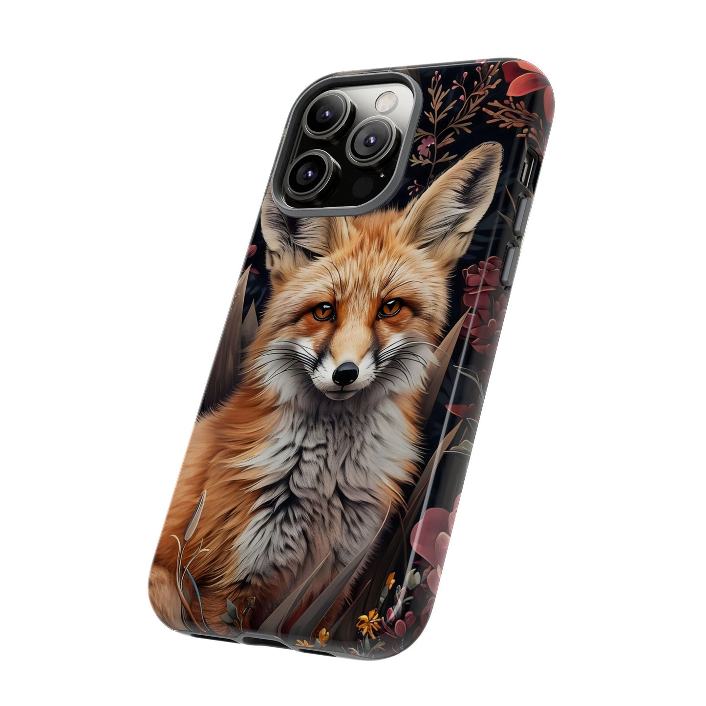 Fox Floral Phone Case, Tough Cases for Animal Lovers, Nature Themed Gift, Cute Phone Cover, Wild Fox Protector