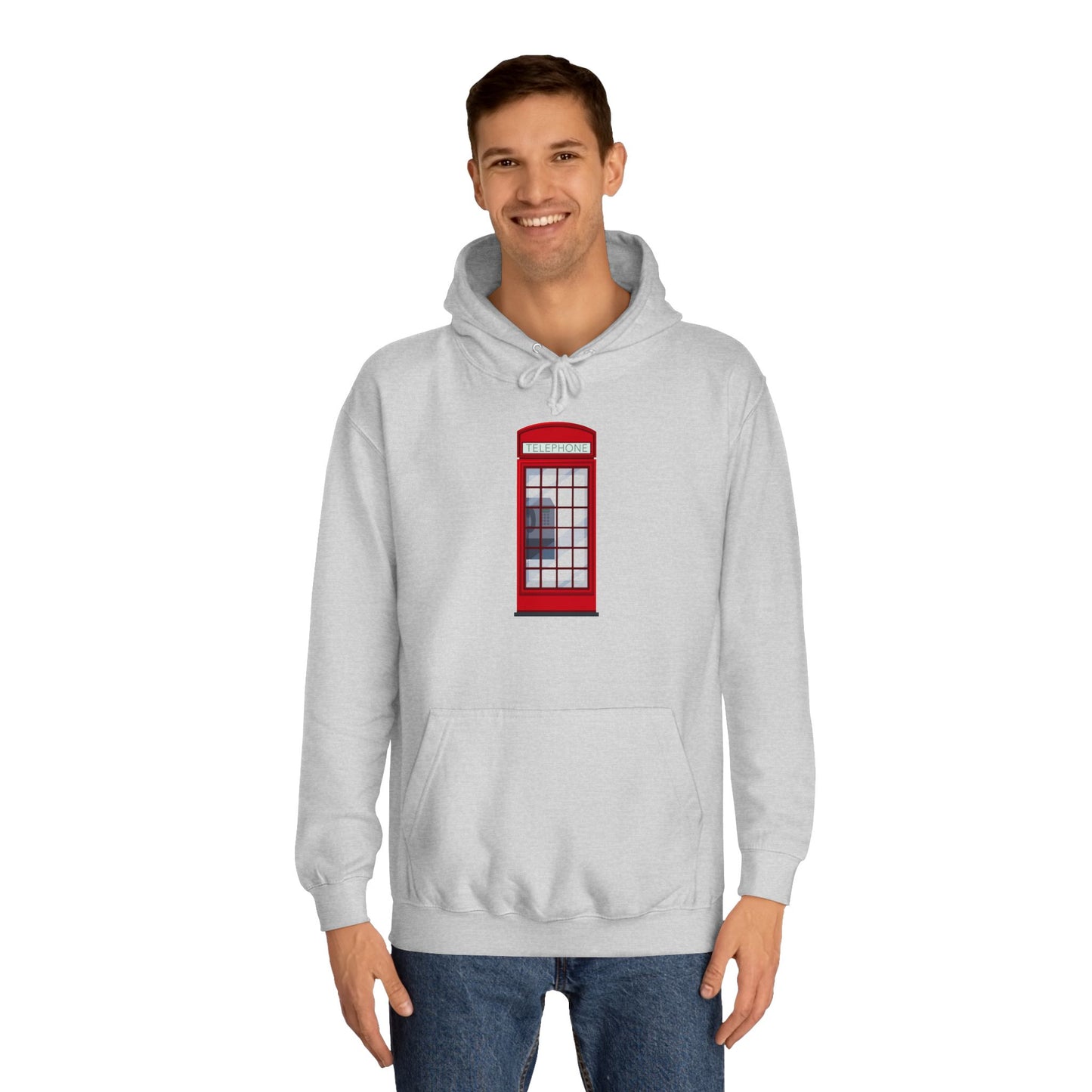 Unisex College Hoodie - Trendy British Public Telephone Kiosk