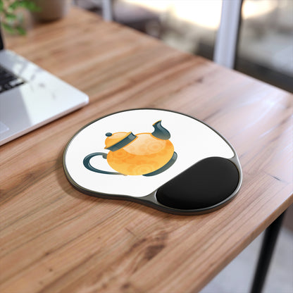 Decorative Mouse Pad with Wrist Rest - Teapot Design, Office Supplies, Gift for Home Office, Ergonomic Desk Accessory, Cute Mousepad