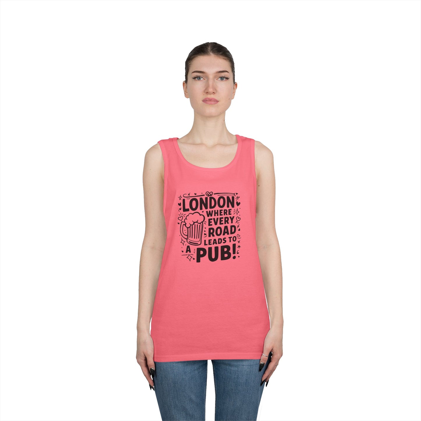 Unisex Heavy Cotton Tank Top - London where every road leads to Pub