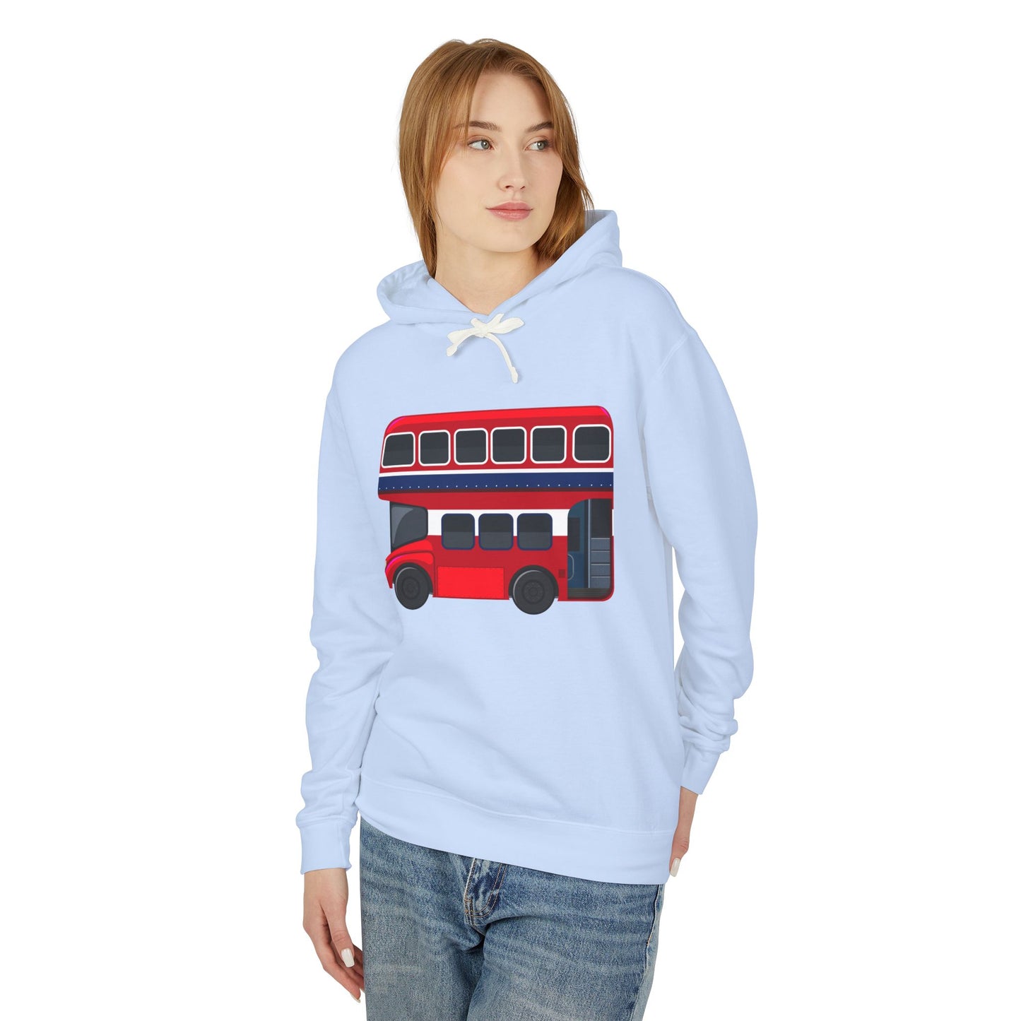 Unisex Lightweight Hooded Sweatshirt - Timeless Transit - The Iconic Red Bus of Britain