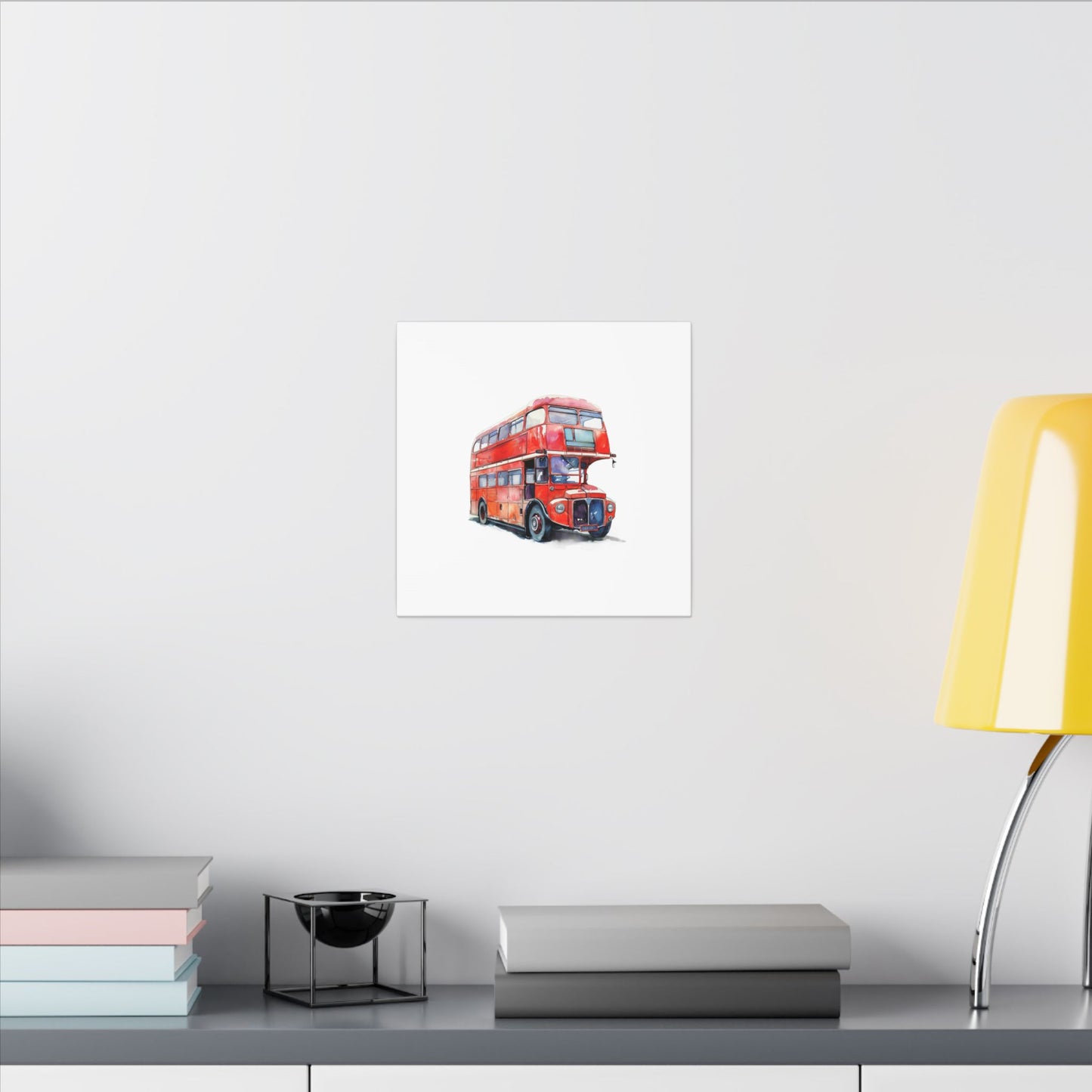 London Red Double-Decker Bus Art Canvas Print, Wall Decor for Travel Lovers, Home Office Gift, Unique Artwork for All Occasions