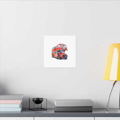 London Red Double-Decker Bus Art Canvas Print, Wall Decor for Travel Lovers, Home Office Gift, Unique Artwork for All Occasions