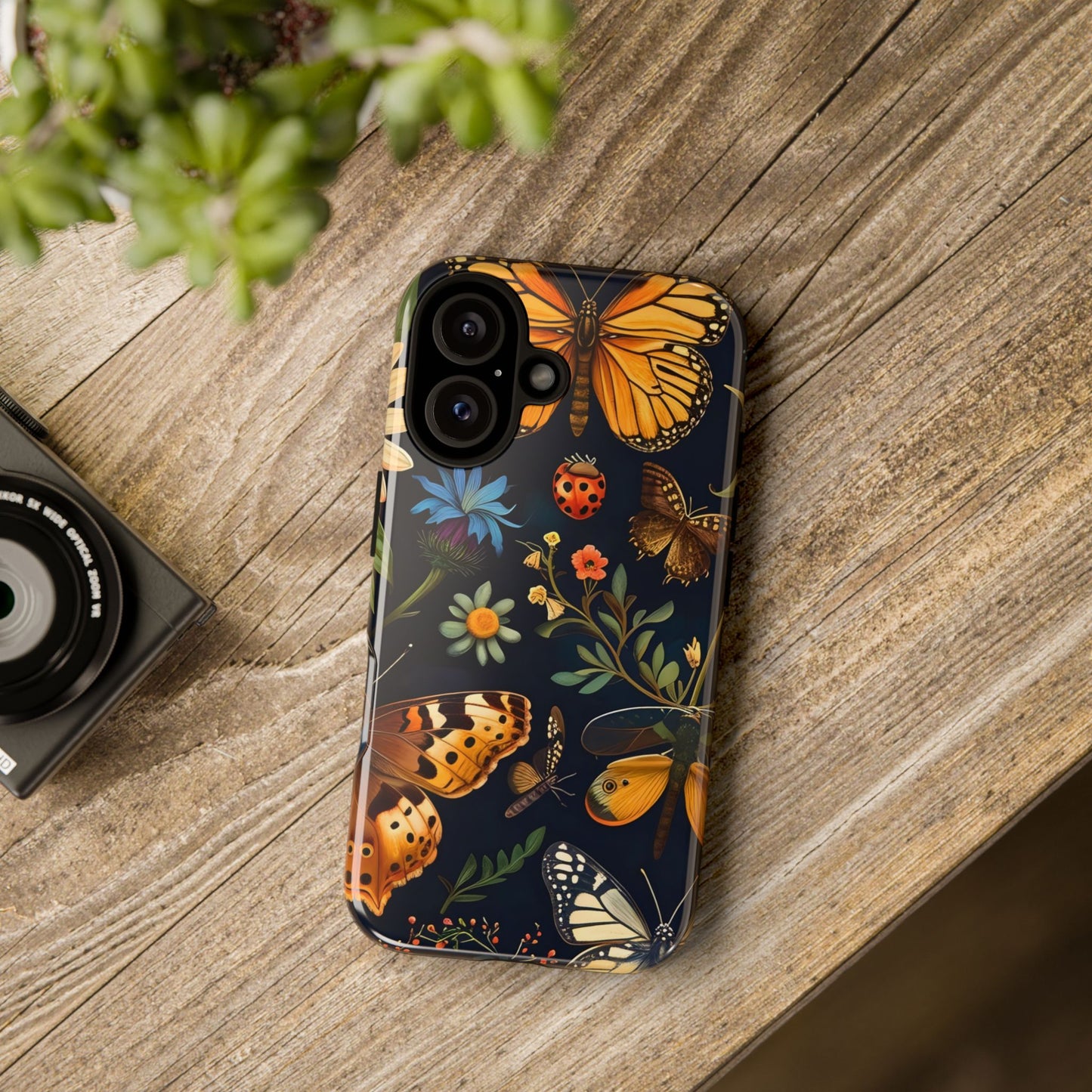 Nature-Inspired Phone Case | Floral Butterfly Design, Tough Phone Cover, Gift for Nature Lovers, Cute Butterfly Case, Home Decor