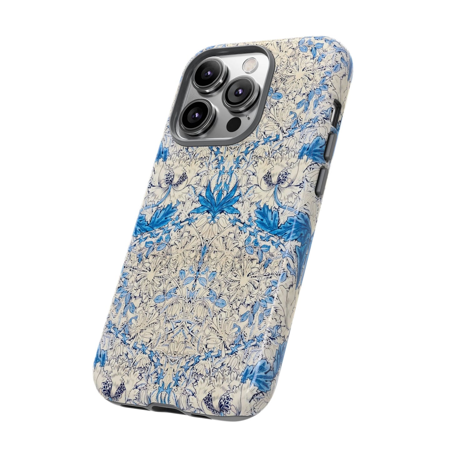 Elegant Floral Phone Case, Tough iPhone Cover, Stylish Mobile Protector, Blue Patterned Case, Unique Gift for Her