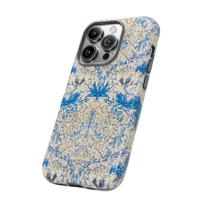 Elegant Floral Phone Case, Tough iPhone Cover, Stylish Mobile Protector, Blue Patterned Case, Unique Gift for Her