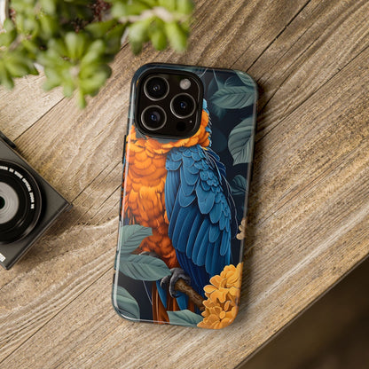Tropical Parrot Phone Case - Tough Cases, Colorful Phone Cover, Nature Lover Gift, Floral Design, Bird Lover Accessory