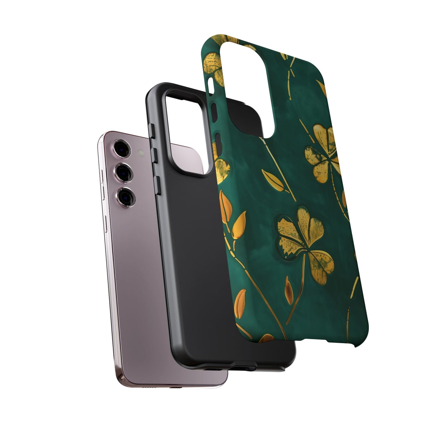 Floral Phone Case with Gold Accents, Tough Phone Cover, Stylish Phone Protector, Unique Gift for Her, Nature Lover Accessory
