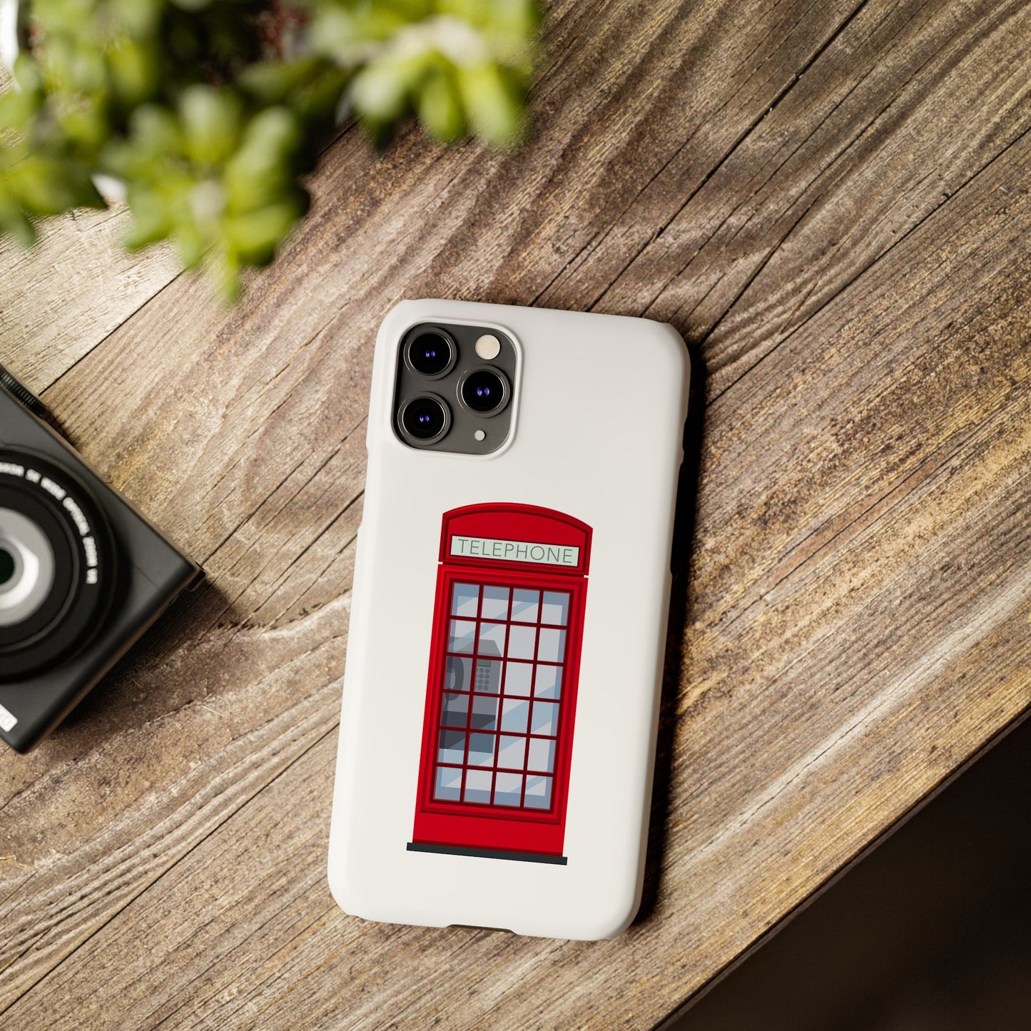 British Phone Booth Slim Phone Cases, Retro Phone Case for Travelers, Cool Cellphone Accessory, Gift for Brits, London Theme Tech Gear
