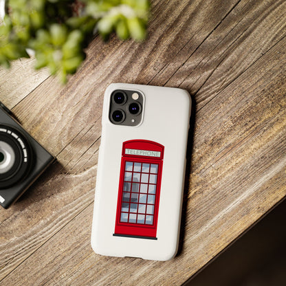 British Phone Booth Slim Phone Cases, Retro Phone Case for Travelers, Cool Cellphone Accessory, Gift for Brits, London Theme Tech Gear