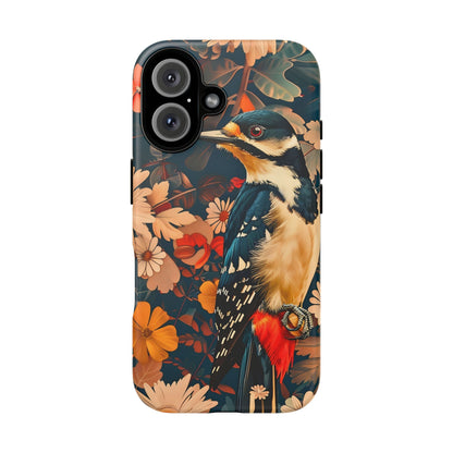 Artistic Bird Phone Case, Unique Tough Cases for Nature Lovers, Floral Design, Cute Gift, Customized Phone Accessories