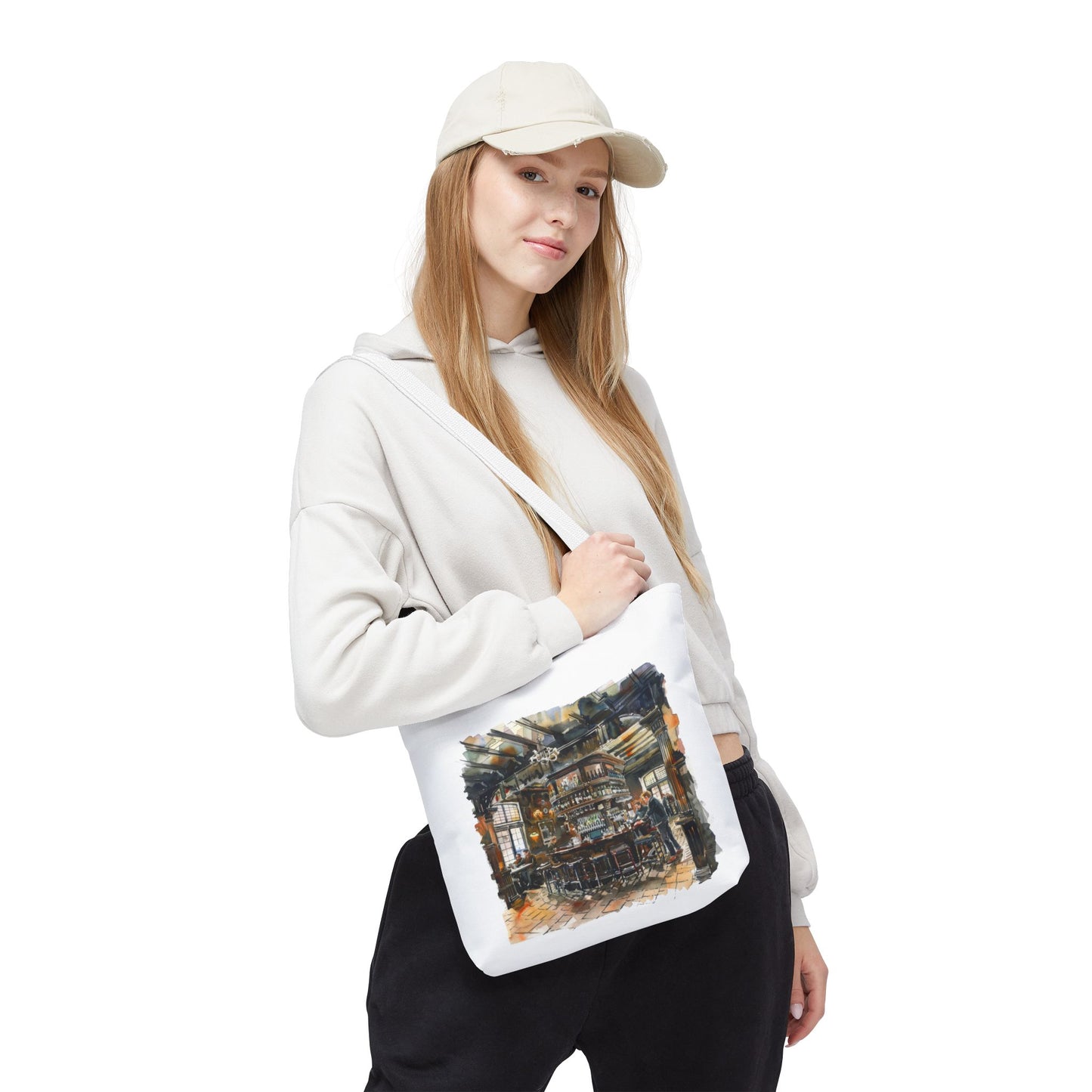 Cozy Coffee Shop Tote Bag | Art Tote for Cafe Lovers, Eco-Friendly Shopping Bag, Stylish Carry-All, Gift for Coffee Enthusiasts