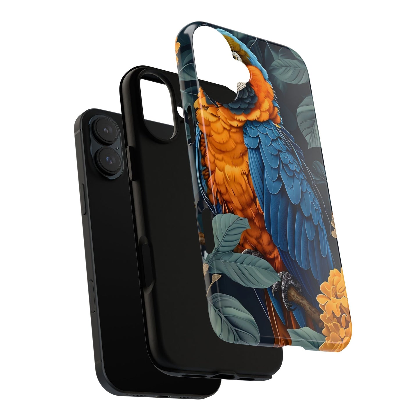 Tropical Parrot Phone Case - Tough Cases, Colorful Phone Cover, Nature Lover Gift, Floral Design, Bird Lover Accessory