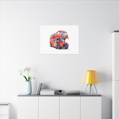 London Red Double-Decker Bus Art Canvas Print, Wall Decor for Travel Lovers, Home Office Gift, Unique Artwork for All Occasions