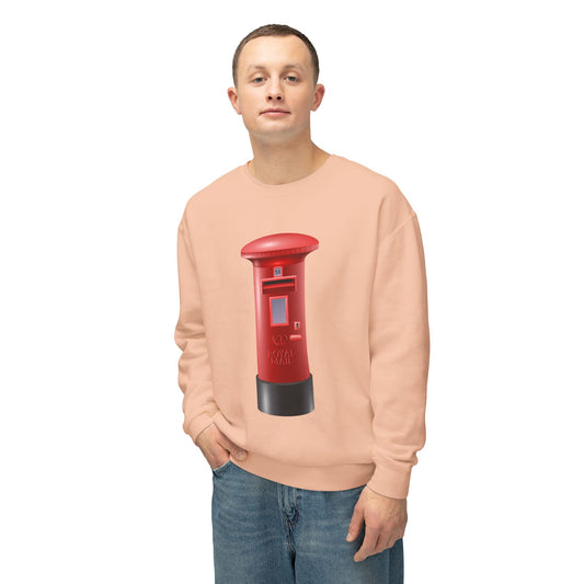 Unisex Lightweight Crewneck Sweatshirt - Classic UK Royal Mailbox Design