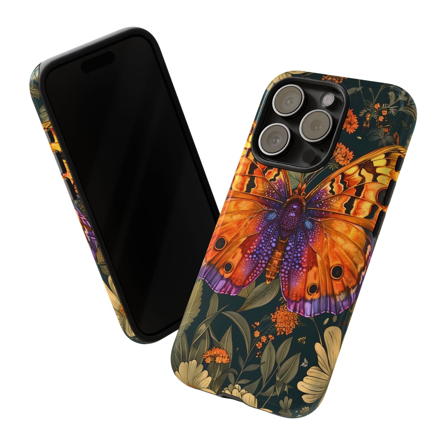 Butterfly Phone Case, Tough Cases for Nature Lovers, Vibrant Floral Design, Gift for Her, Cute Phone Accessories, Butterfly Artwork