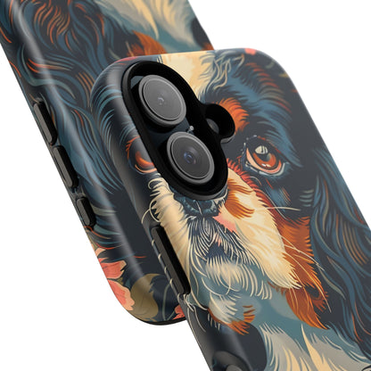 Cavalier King Charles Spaniel Phone Case, Floral Dog Lover Gift, Tough Phone Cover, Pet Owner Accessory, Unique Dog Design