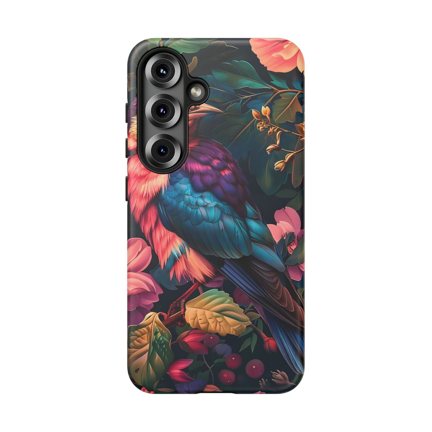 Vibrant Phone Case, Tropical Bird Design, Tough Phone Cover, Floral Tech Accessory, Gift for Nature Lovers