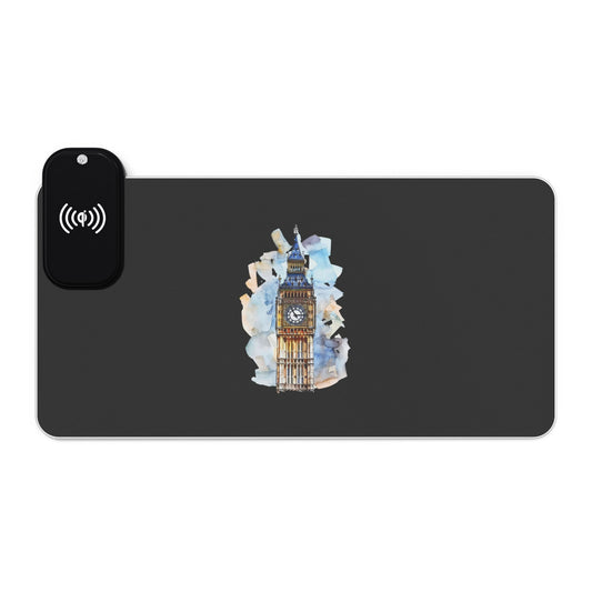 Big Ben with Clouds (Realistic) - LED Gaming Mouse Pad, Wireless Charging, Illuminated Desk Essentials for Gamers, Computer Accessories, Perfect for Streamers and Tech [...]