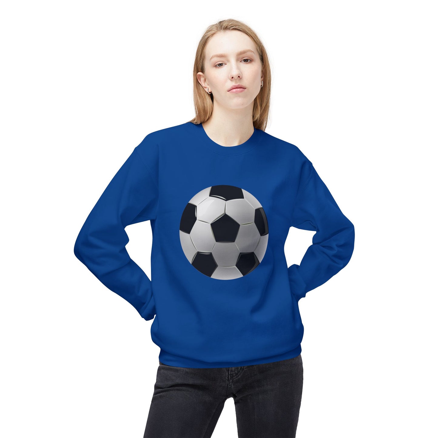 Unisex Midweight Softstyle Fleece Crewneck Sweatshirt - Dynamic Football Design - Sports Passion and Energy
