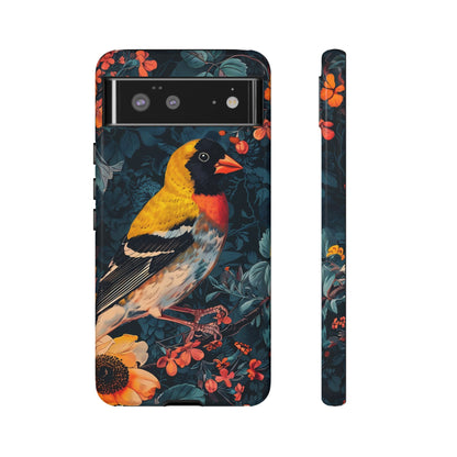 Colorful Bird Phone Case, Floral Phone Cover, Tough Phone Protector, Nature Lover Gift, Botanical Case, Unique Mobile Accessory