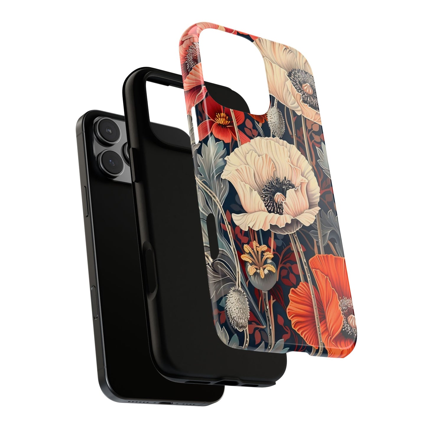 Floral iPhone Case, Tough Phone Cover, Artistic Protection, Flower Design, Unique Gift for Her, Phone Accessory, Trendy Tech
